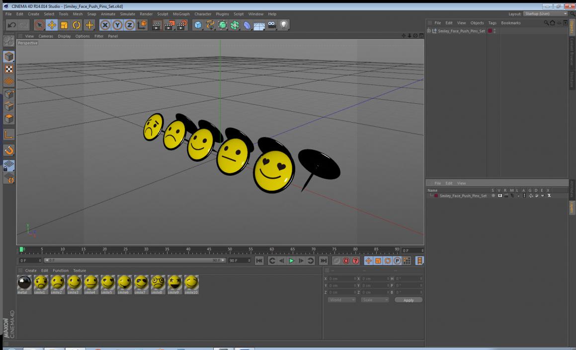 3D model Smiley Face Push Pins Set