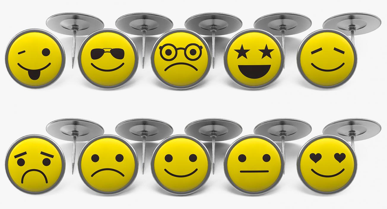 3D model Smiley Face Push Pins Set