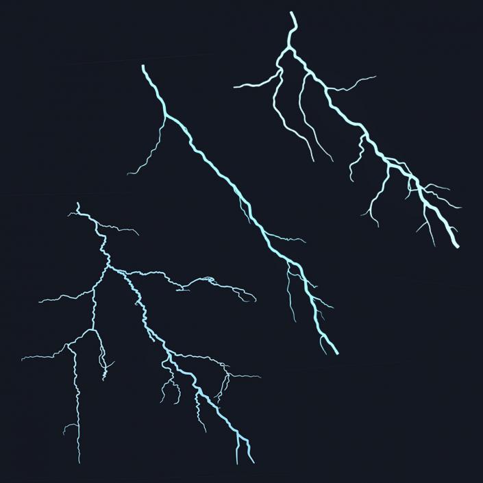 Cartoon Lightning Bolts Collection 3D model