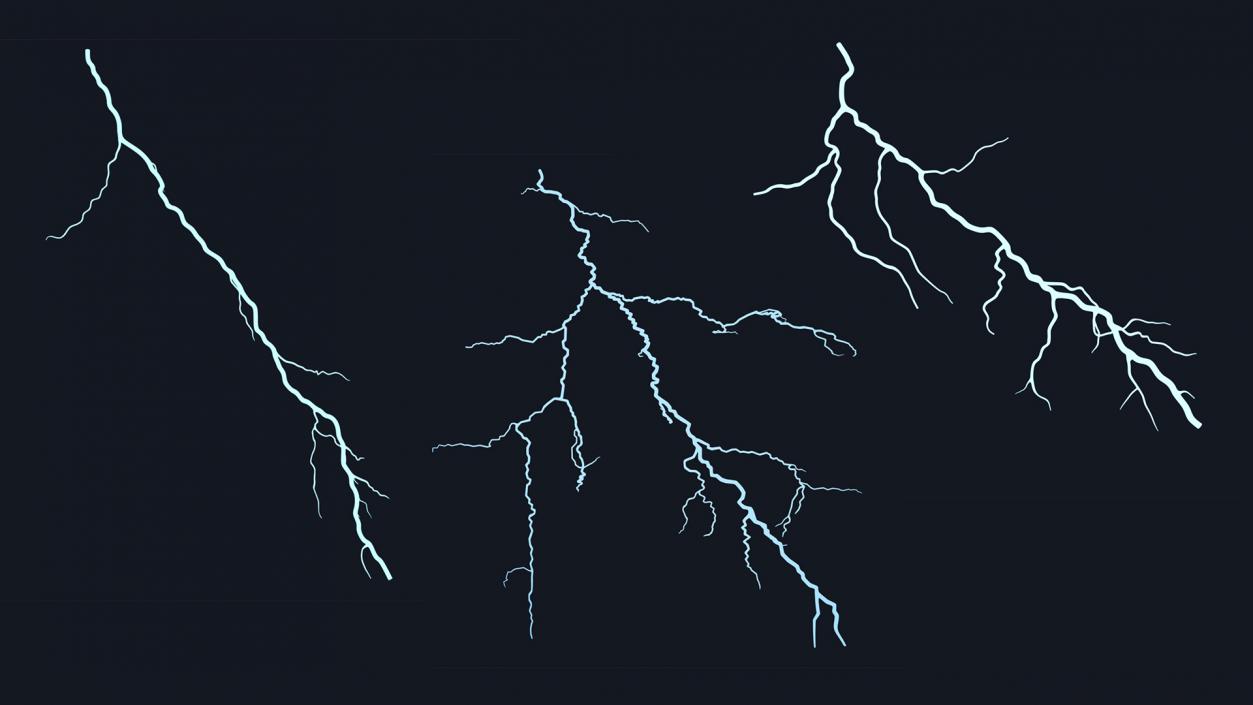 Cartoon Lightning Bolts Collection 3D model