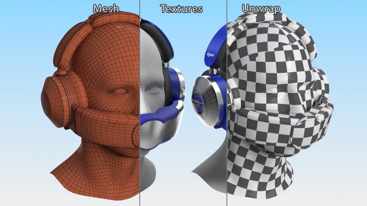 3D model Grey Dyson Personal Air Purifier on Mannequin Head