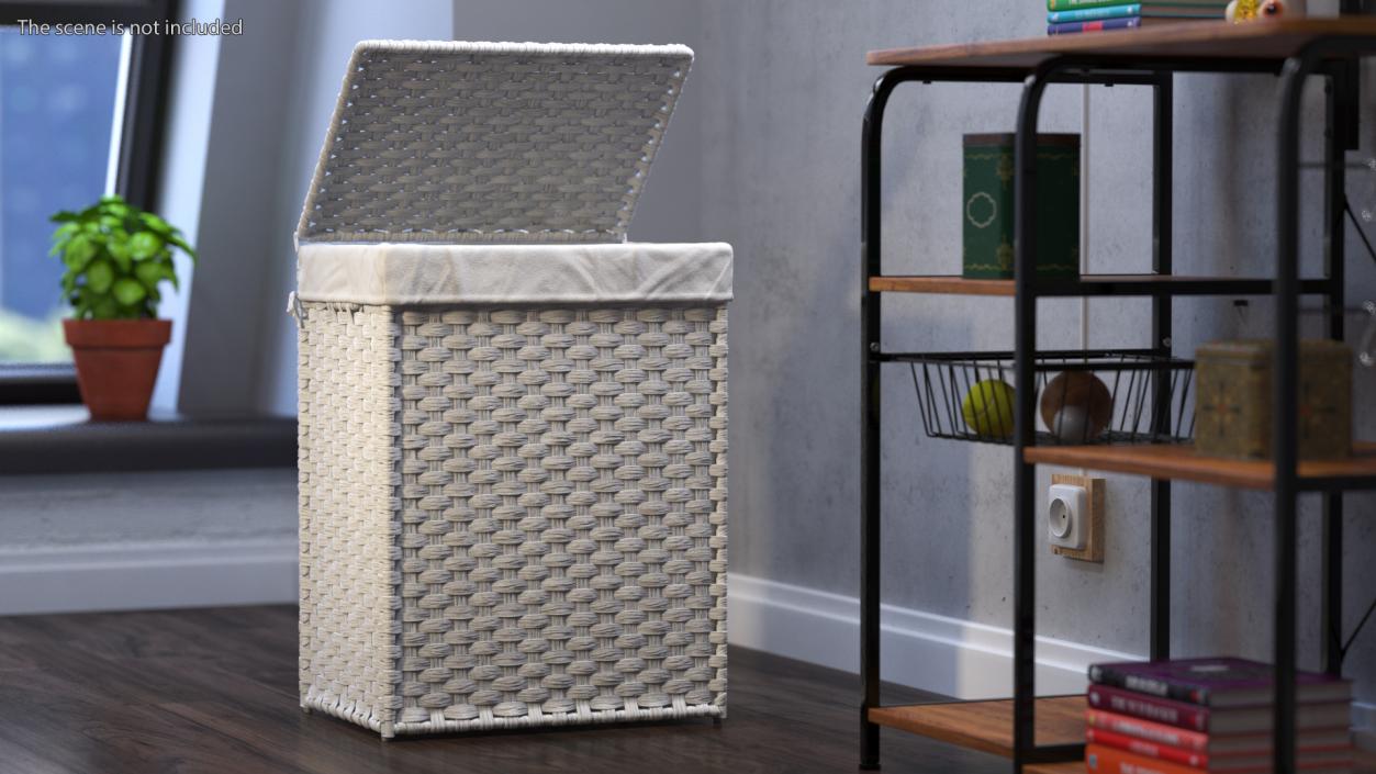 3D model Rattique Laundry Hamper with Liner White