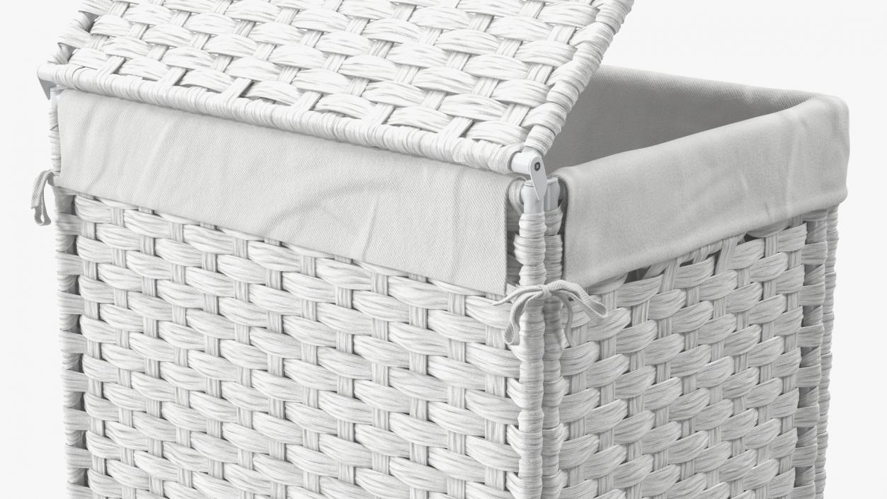 3D model Rattique Laundry Hamper with Liner White