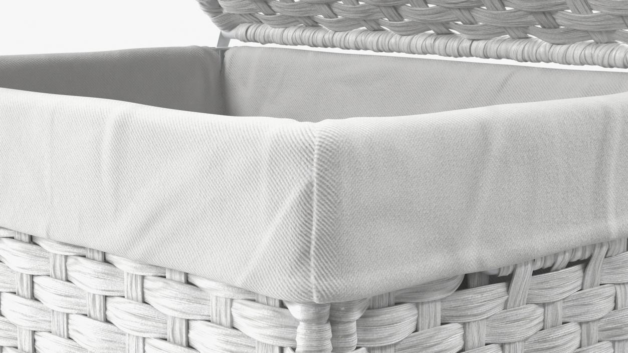 3D model Rattique Laundry Hamper with Liner White