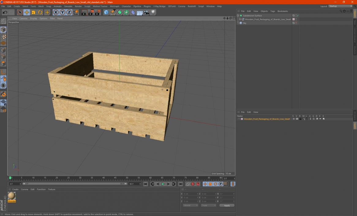 Wooden Fruit Packaging of Boards Low Small 3D