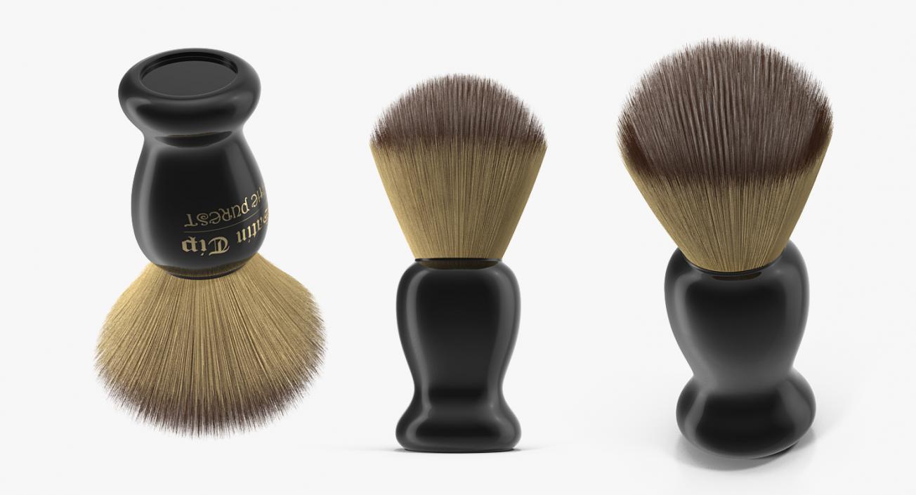 Shaving Brush Badger Dark Fur 3D model