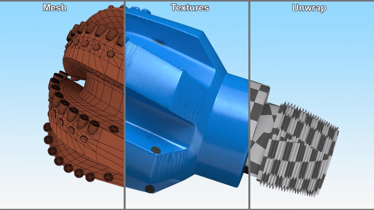 3D model Drilling Rig Bit PDC Blue