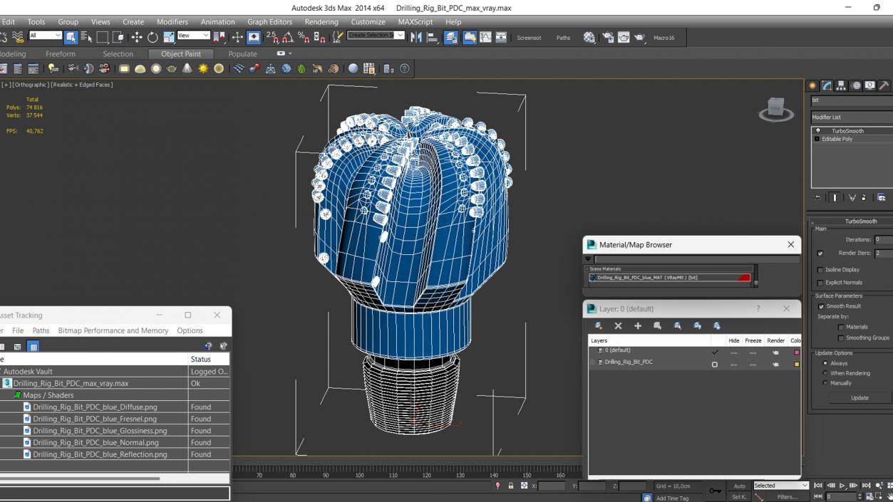 3D model Drilling Rig Bit PDC Blue