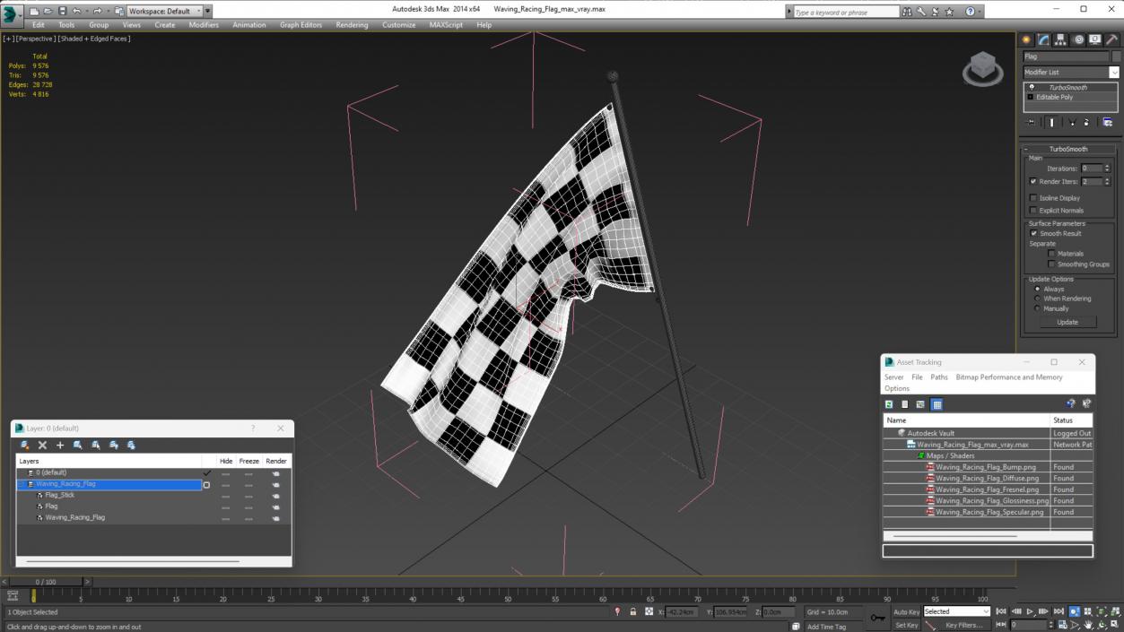 3D Waving Racing Flag model