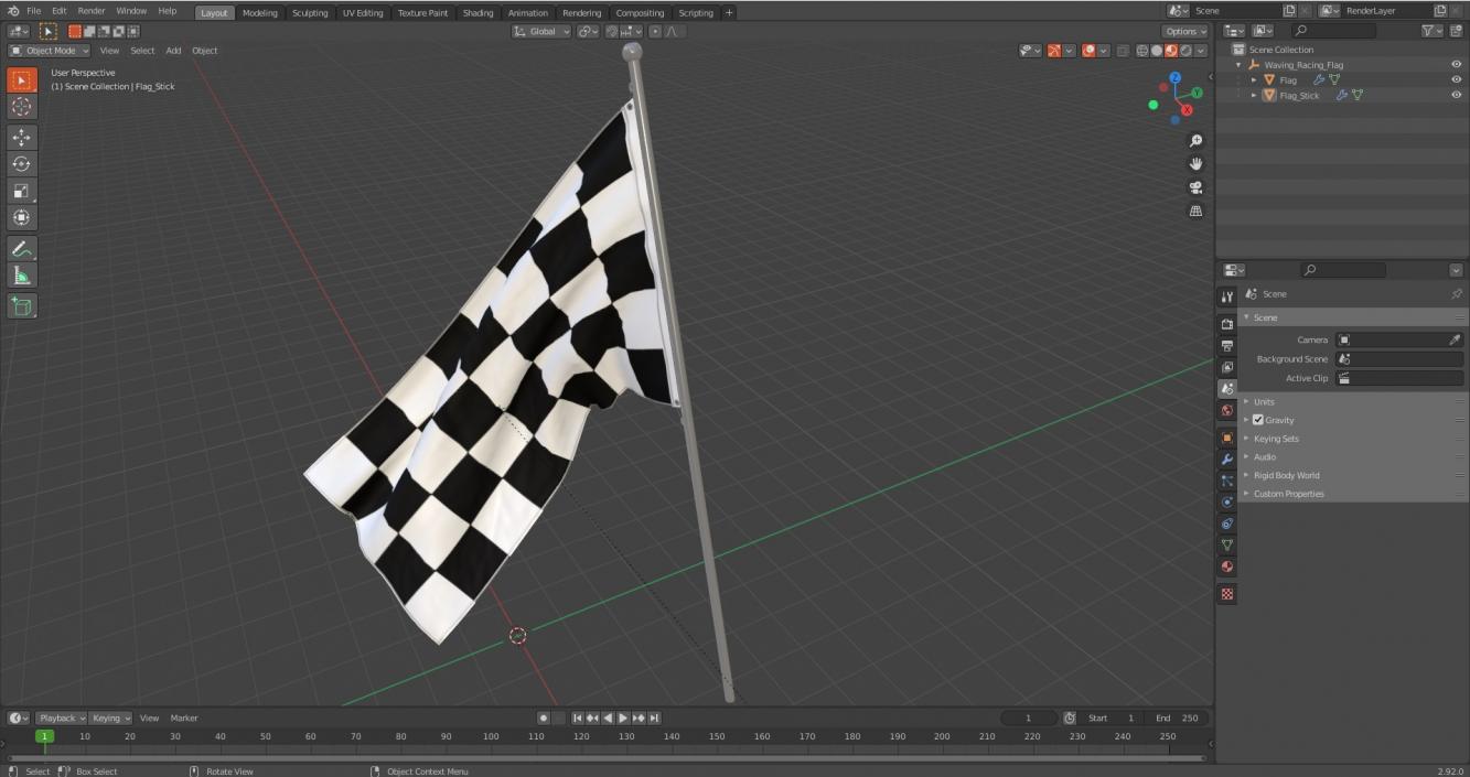 3D Waving Racing Flag model