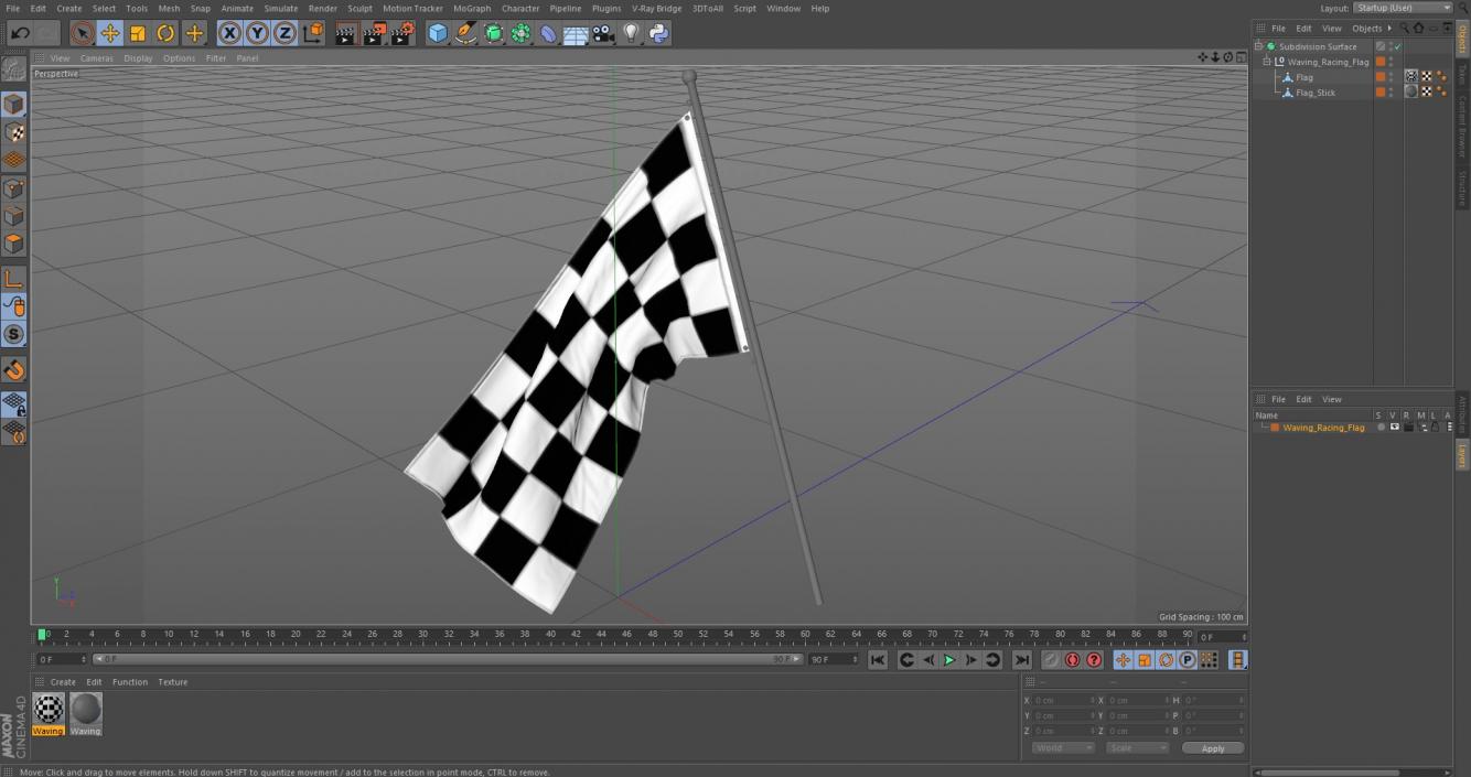 3D Waving Racing Flag model