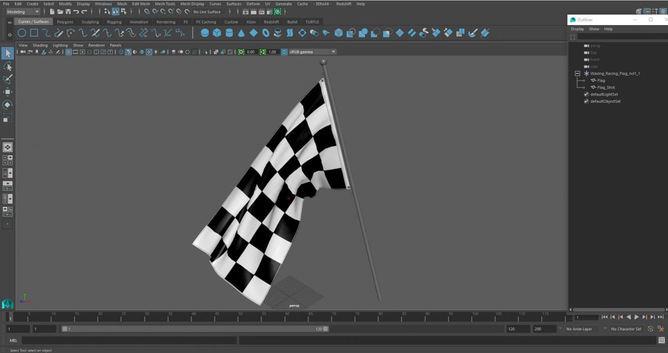 3D Waving Racing Flag model