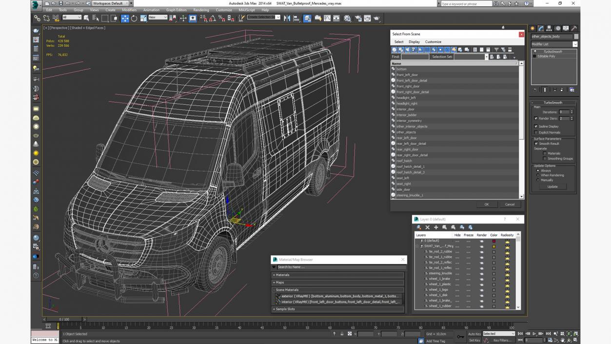 SWAT Van Bulletproof Mercedes 3D model