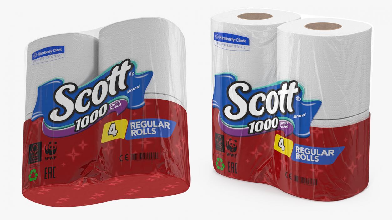 3D model Scott Regular Roll Toilet Tissue 4 Rolls