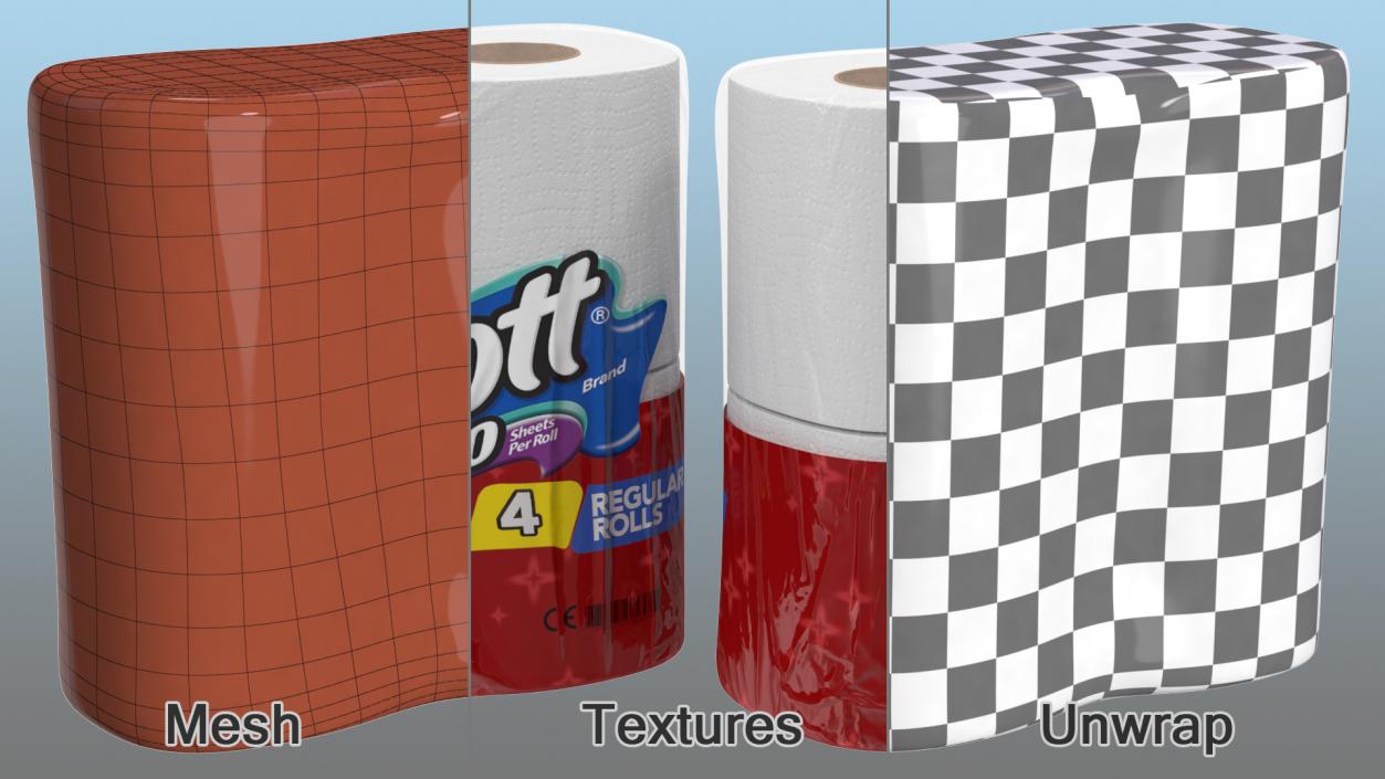 3D model Scott Regular Roll Toilet Tissue 4 Rolls