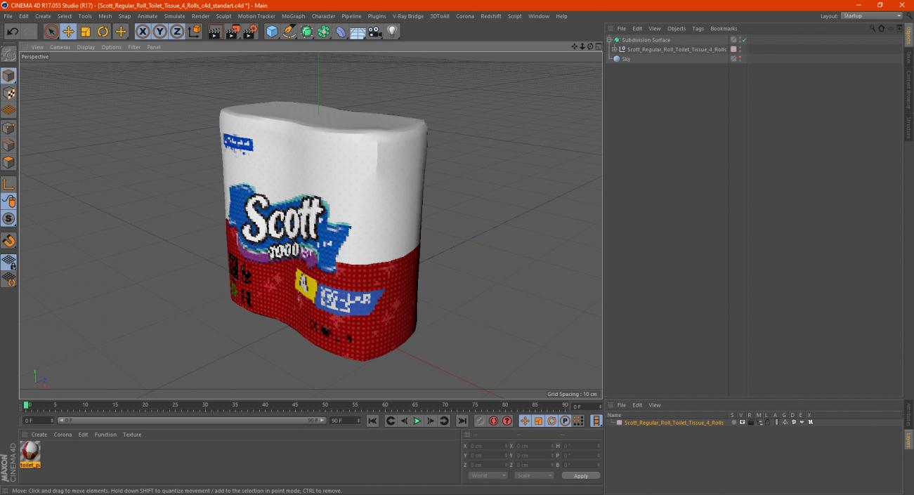 3D model Scott Regular Roll Toilet Tissue 4 Rolls