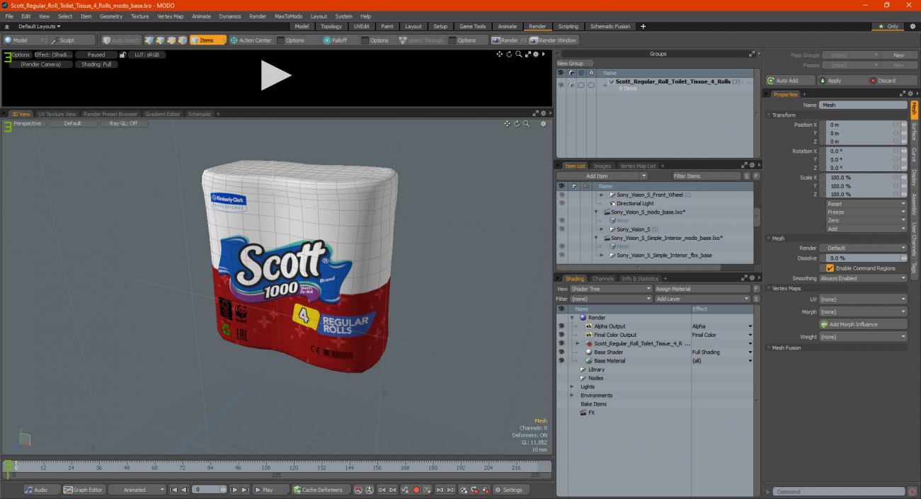 3D model Scott Regular Roll Toilet Tissue 4 Rolls