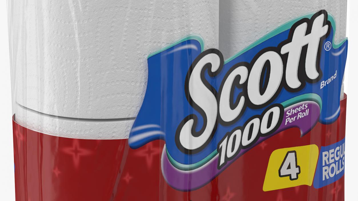 3D model Scott Regular Roll Toilet Tissue 4 Rolls