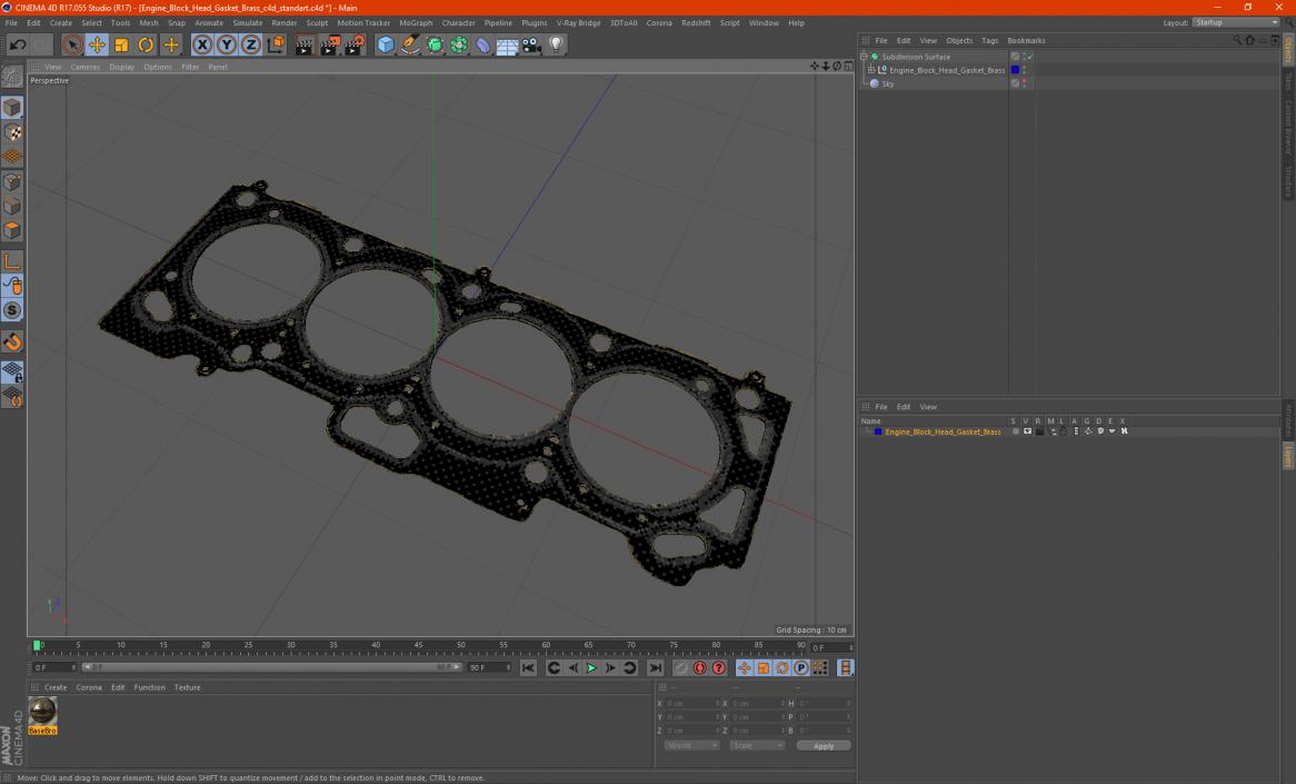 3D model Engine Block Head Gasket Brass