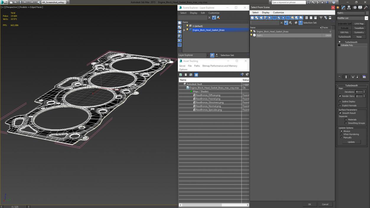 3D model Engine Block Head Gasket Brass