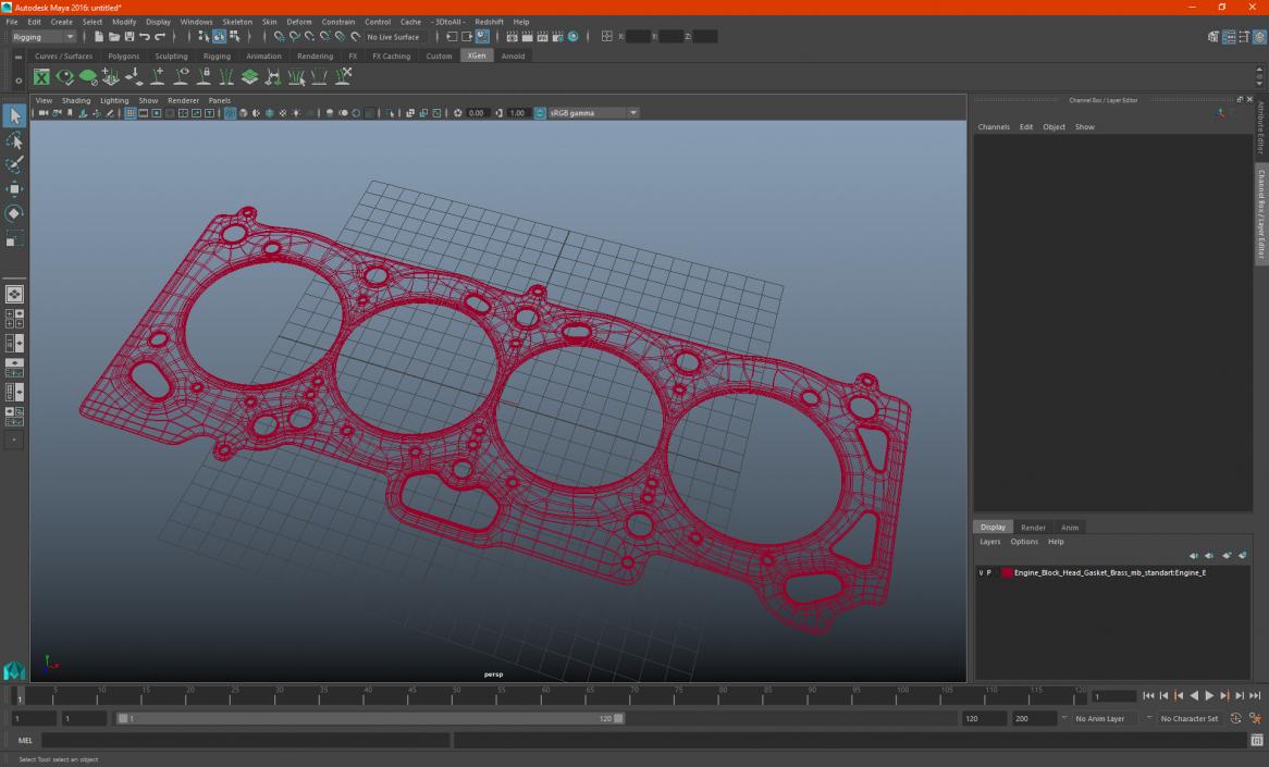 3D model Engine Block Head Gasket Brass