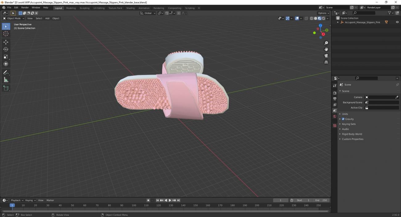 3D model Acupoint Massage Slippers Pink