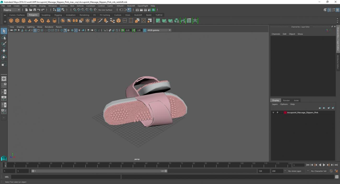 3D model Acupoint Massage Slippers Pink