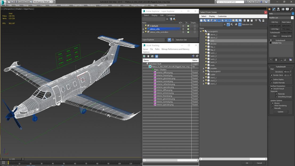 Pilatus U 28A USAF Aircraft Rigged 3D model