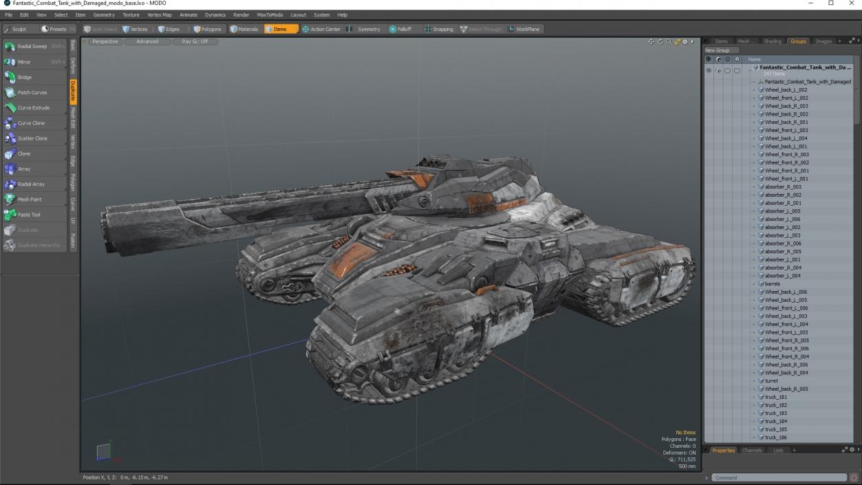 Fantastic Combat Tank with Damaged 3D model