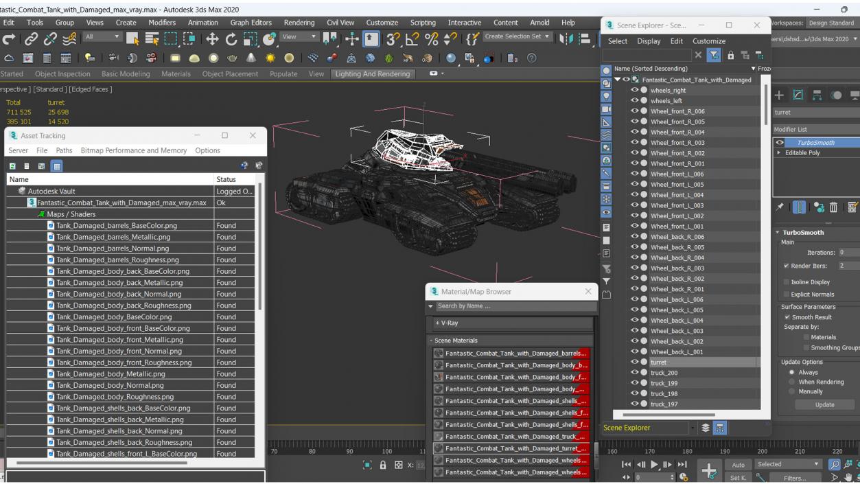 Fantastic Combat Tank with Damaged 3D model