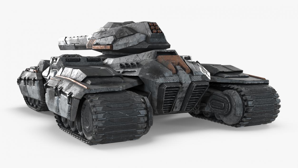 Fantastic Combat Tank with Damaged 3D model