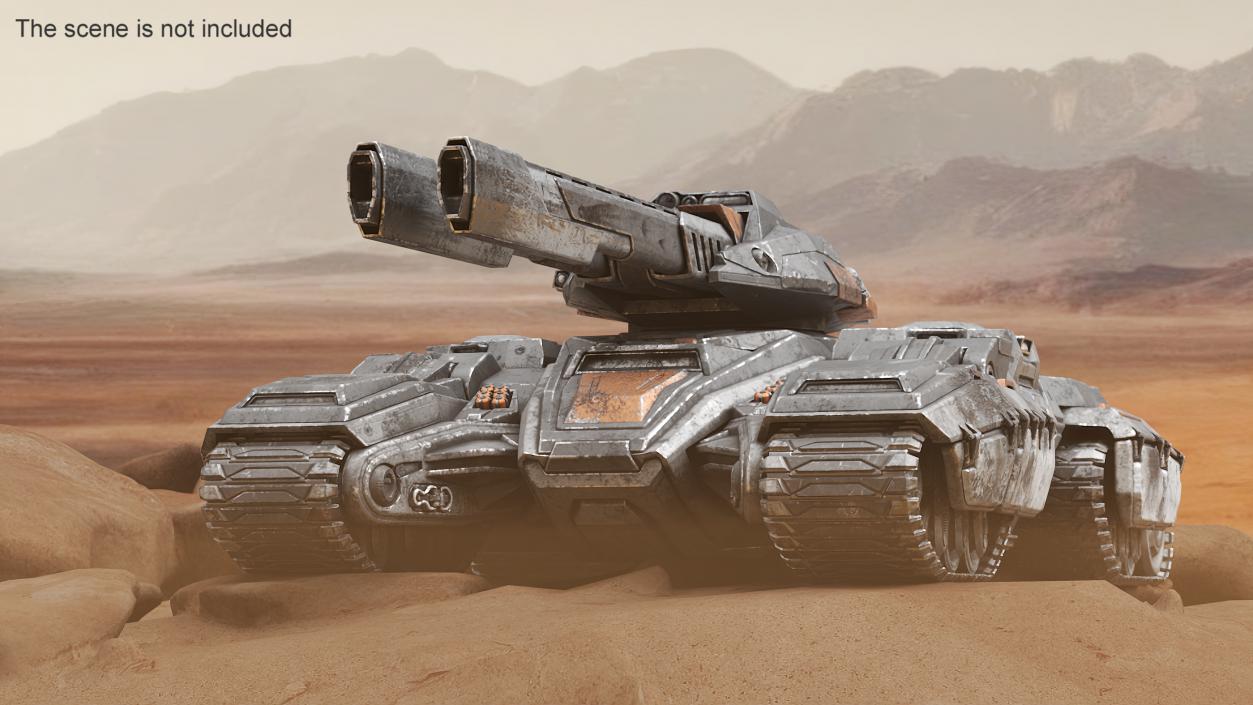 Fantastic Combat Tank with Damaged 3D model