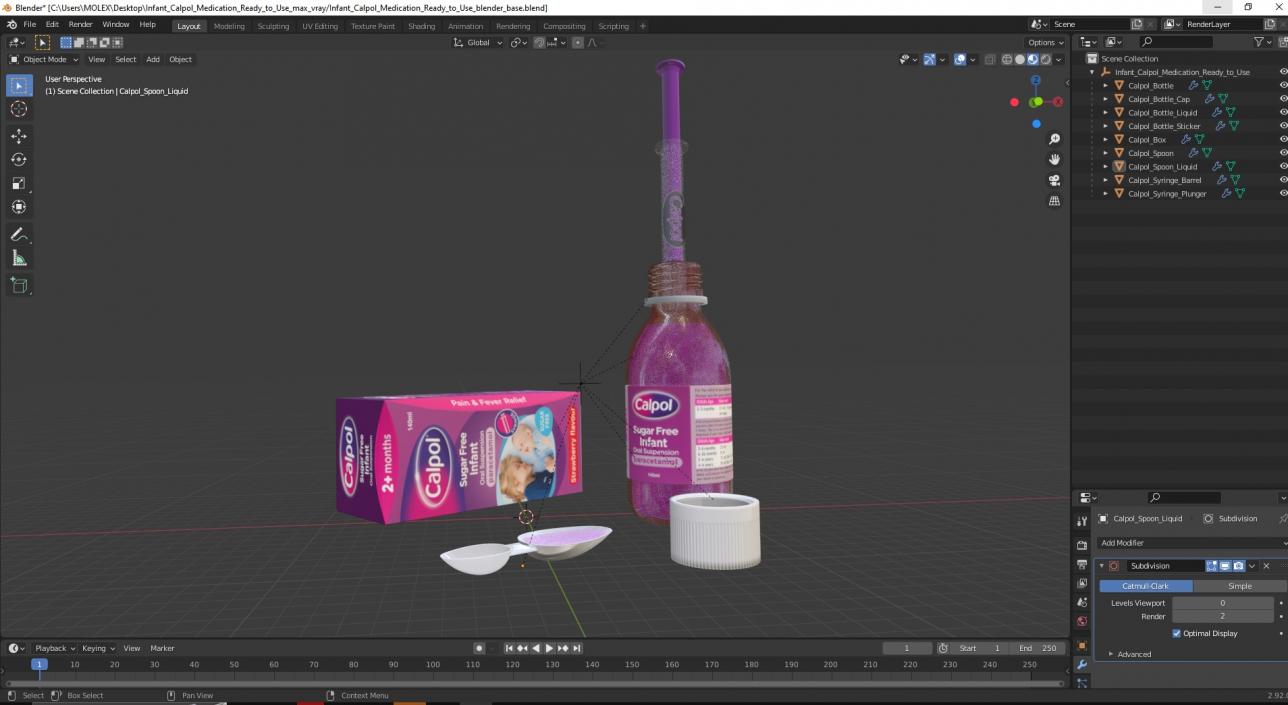 Infant Calpol Medication Ready to Use 3D