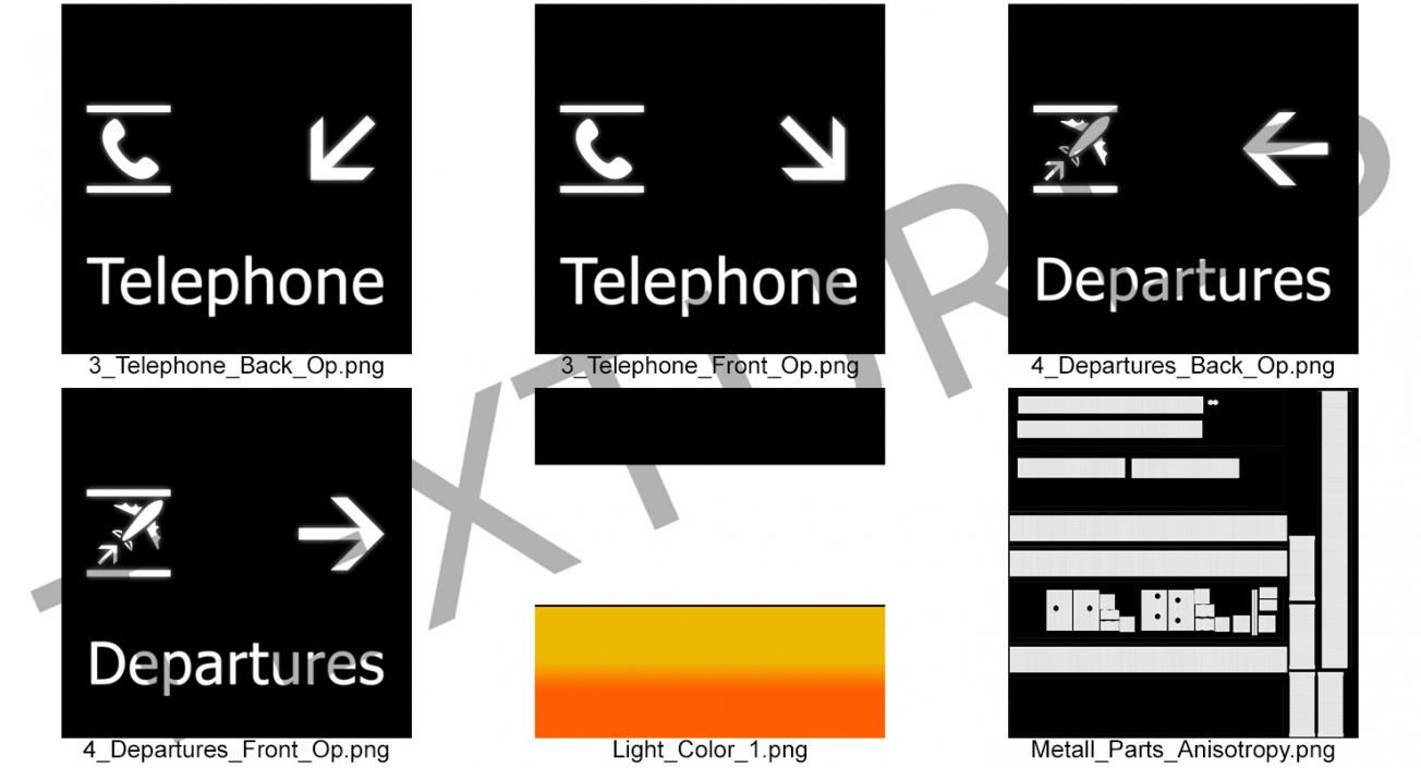 Airport Signs Telephone Departures 3D model