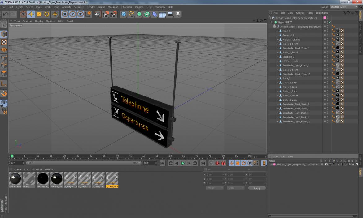 Airport Signs Telephone Departures 3D model