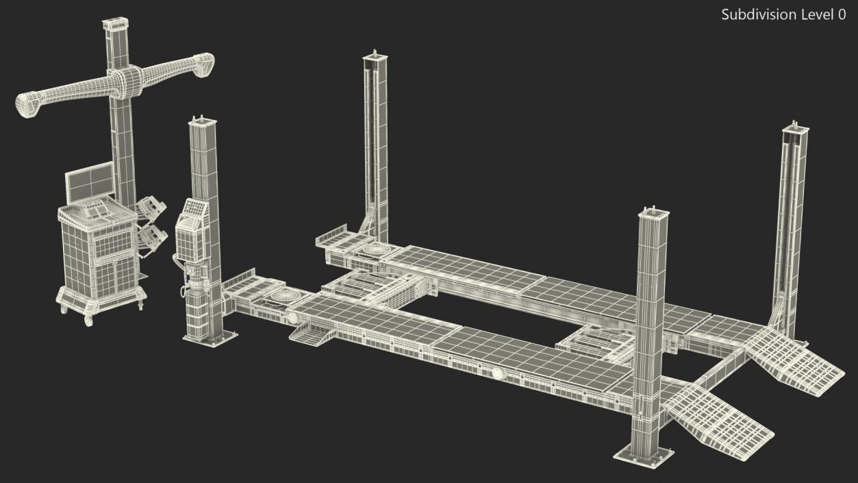 Wheel Aligner Car Equipment with Lift Rigged 3D model