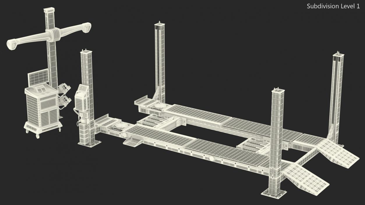 Wheel Aligner Car Equipment with Lift Rigged 3D model