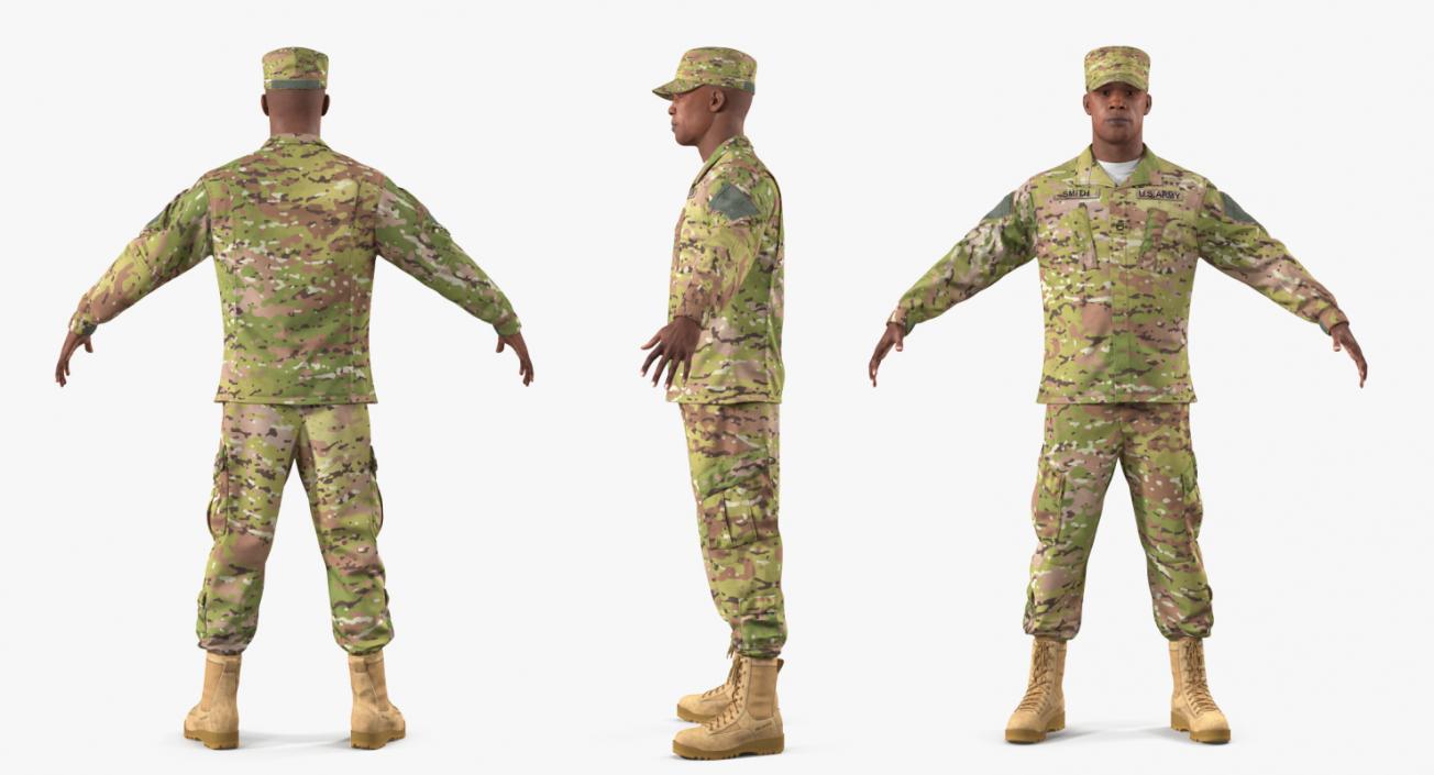 3D model US Army Soldier Camo Uniform T-Pose