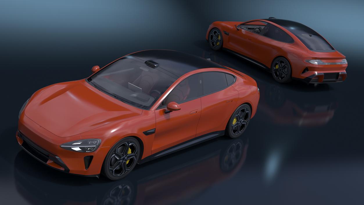 3D model Electric Car Sedan Orange