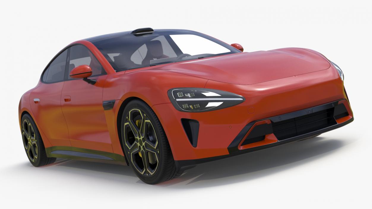 3D model Electric Car Sedan Orange