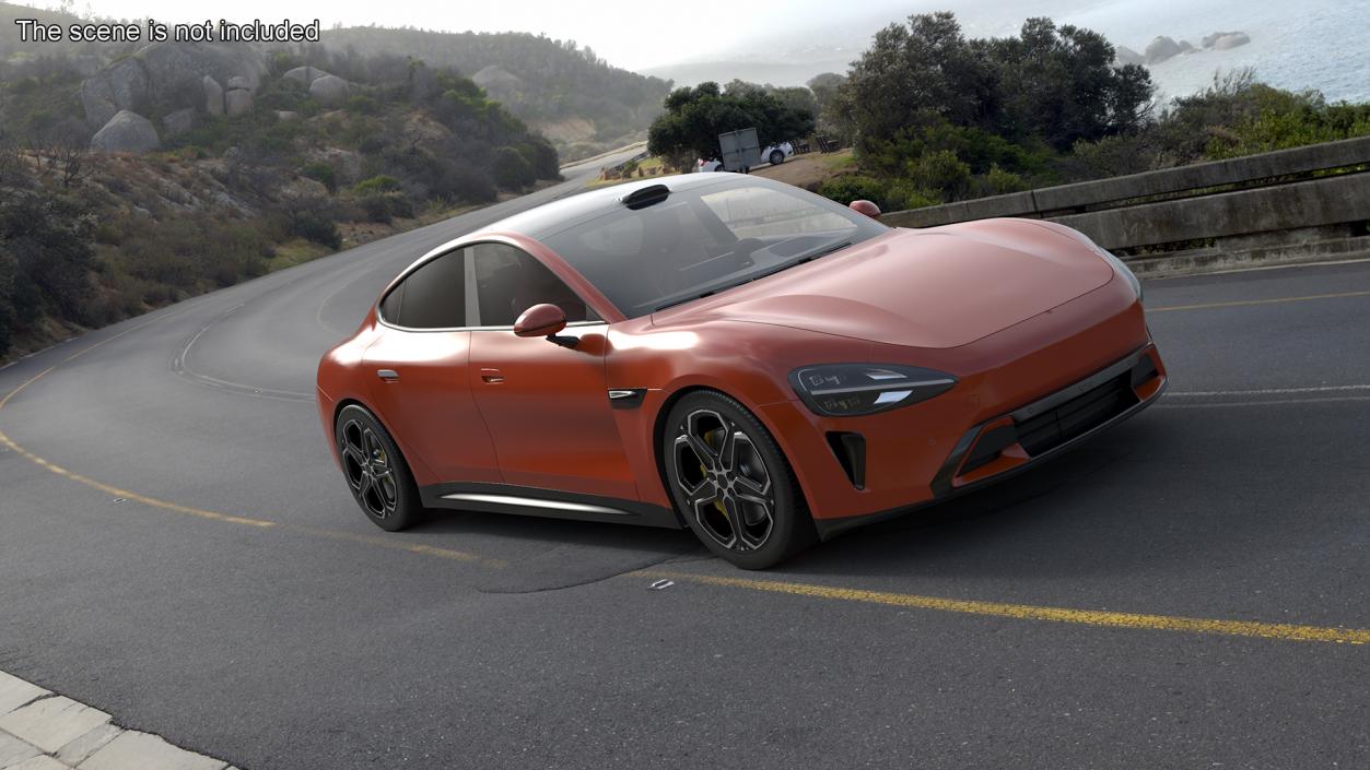 3D model Electric Car Sedan Orange