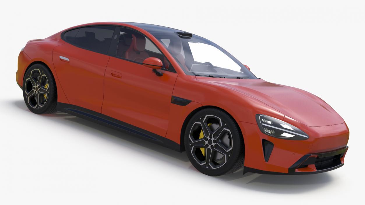 3D model Electric Car Sedan Orange