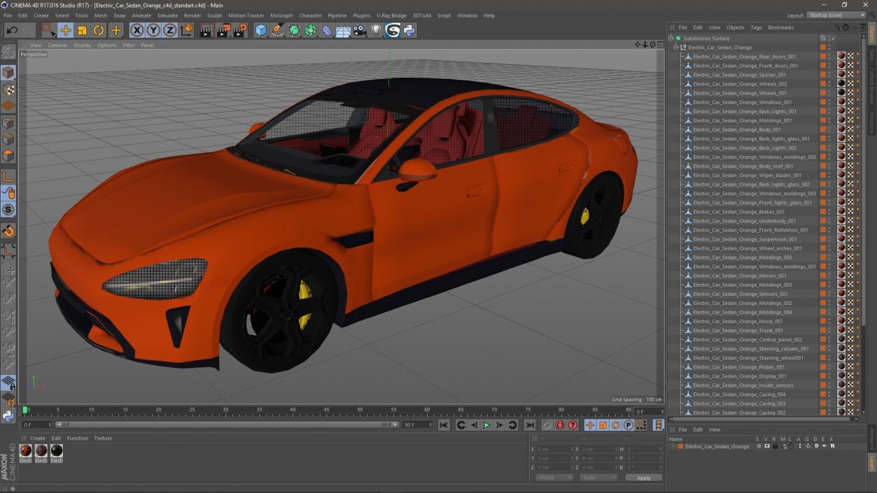 3D model Electric Car Sedan Orange