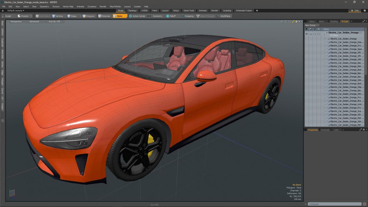 3D model Electric Car Sedan Orange