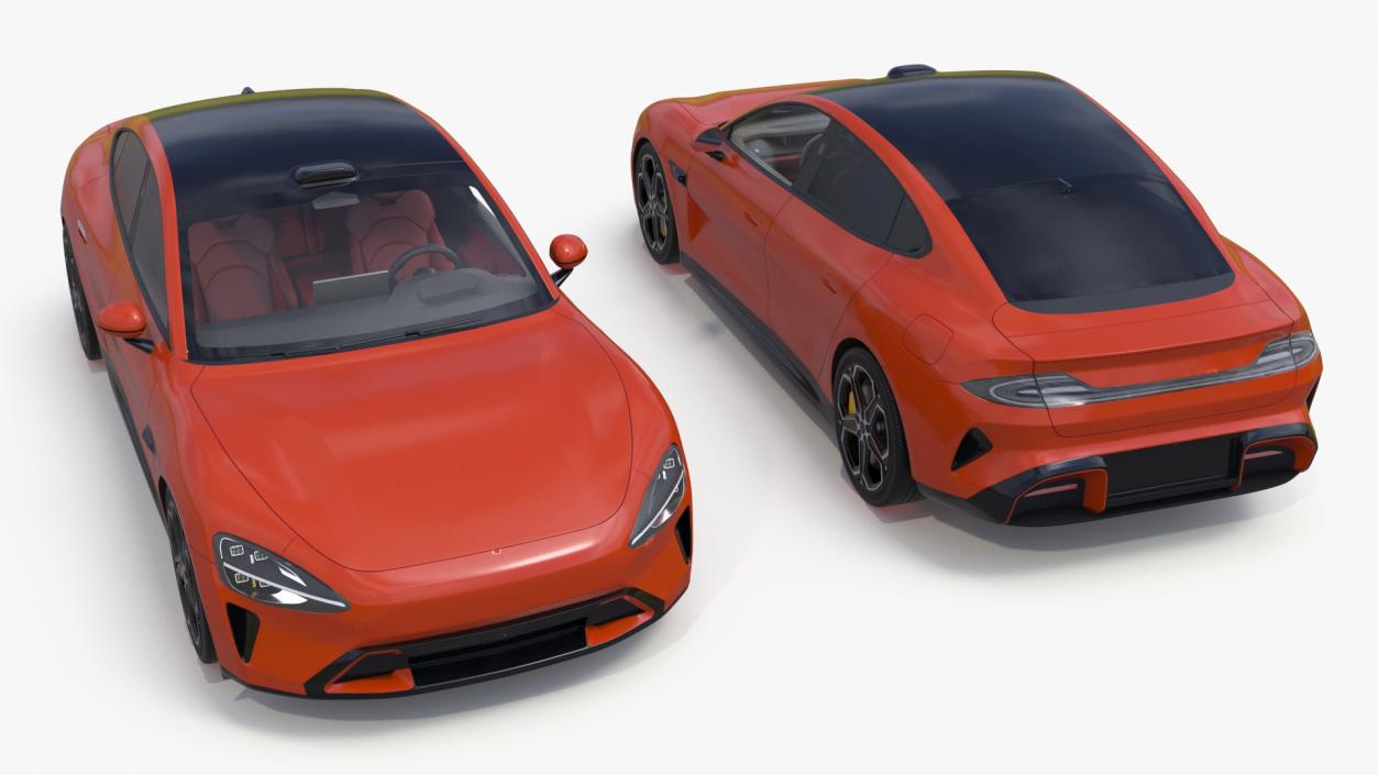 3D model Electric Car Sedan Orange