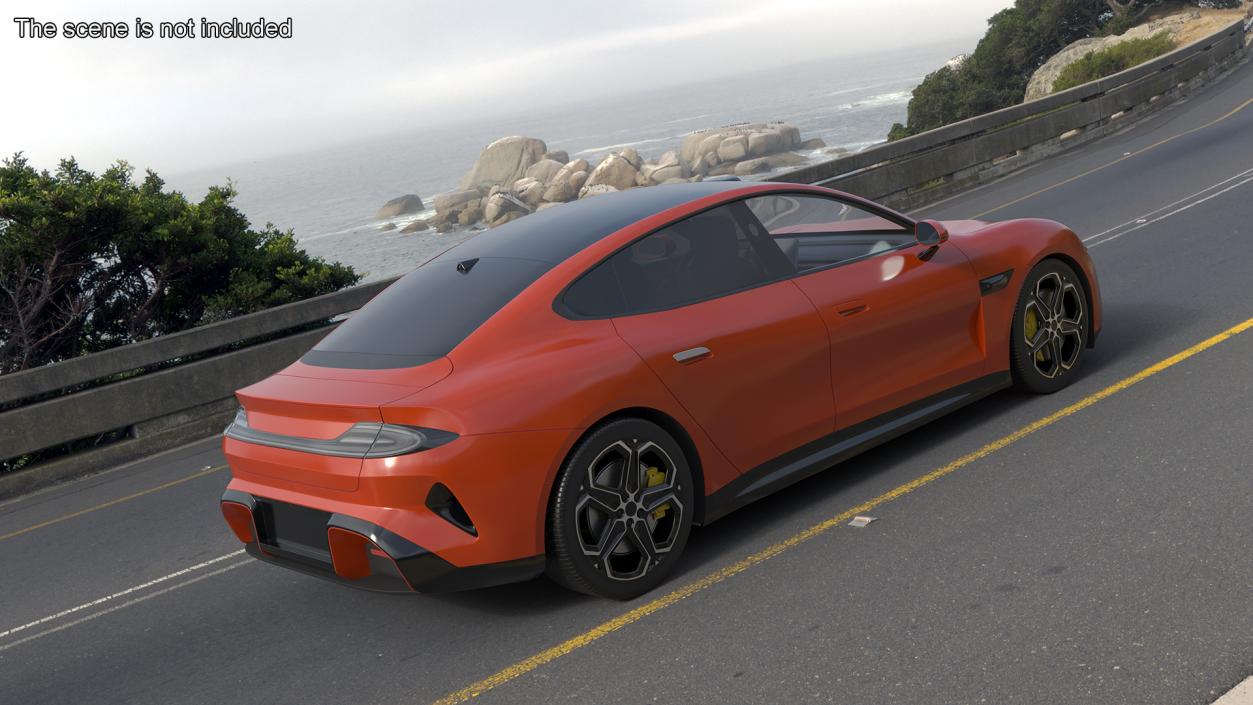 3D model Electric Car Sedan Orange