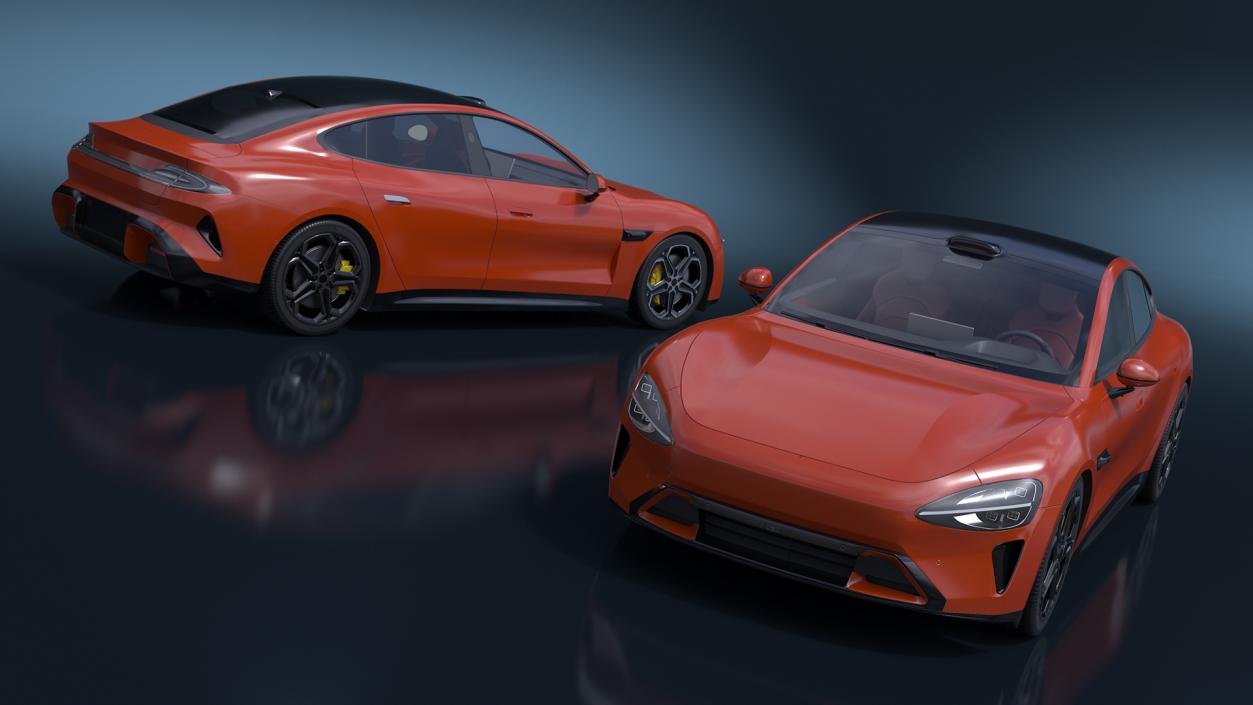 3D model Electric Car Sedan Orange