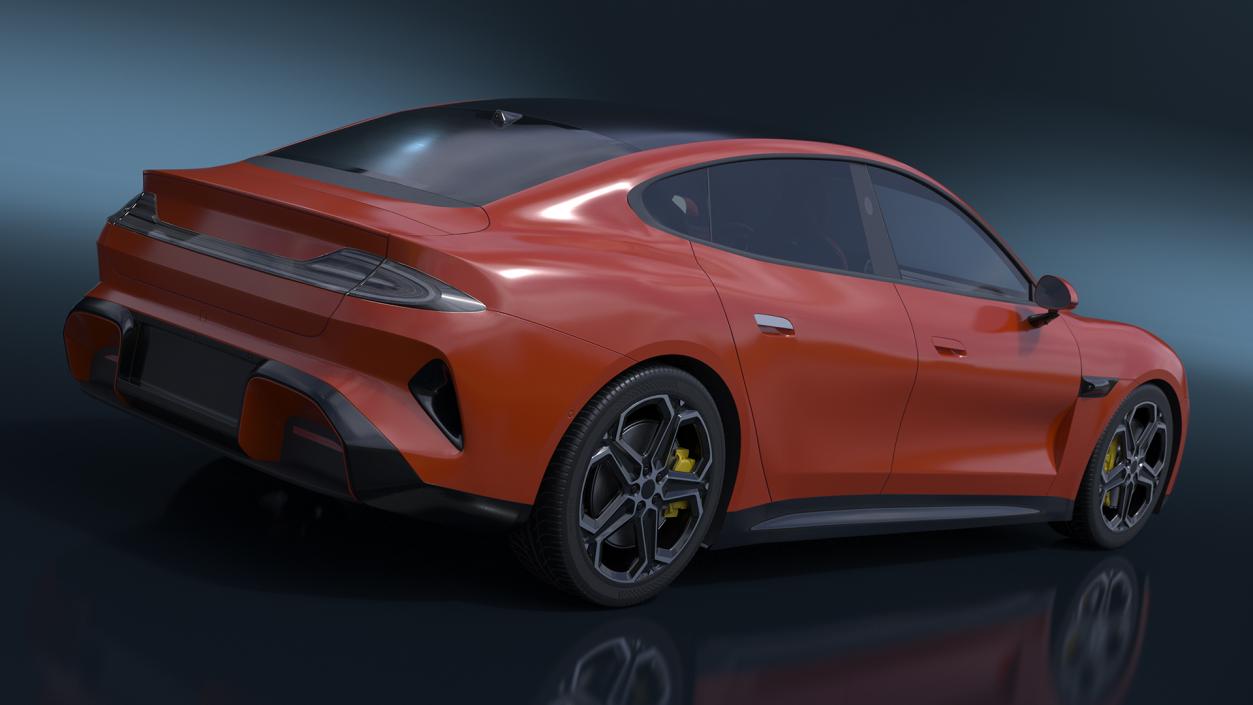 3D model Electric Car Sedan Orange