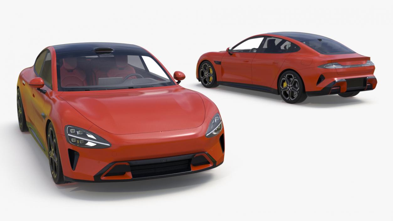 3D model Electric Car Sedan Orange