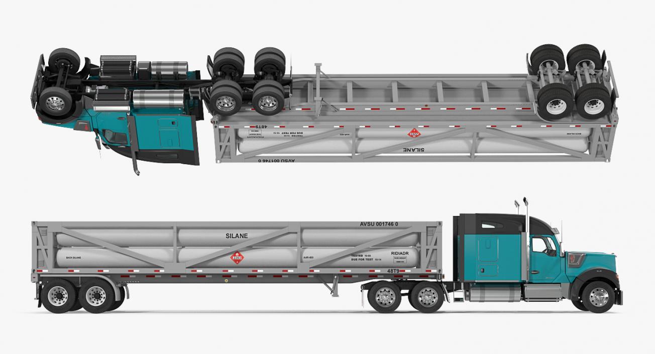 3D Truck Kenworth W990 with LNG Trailer